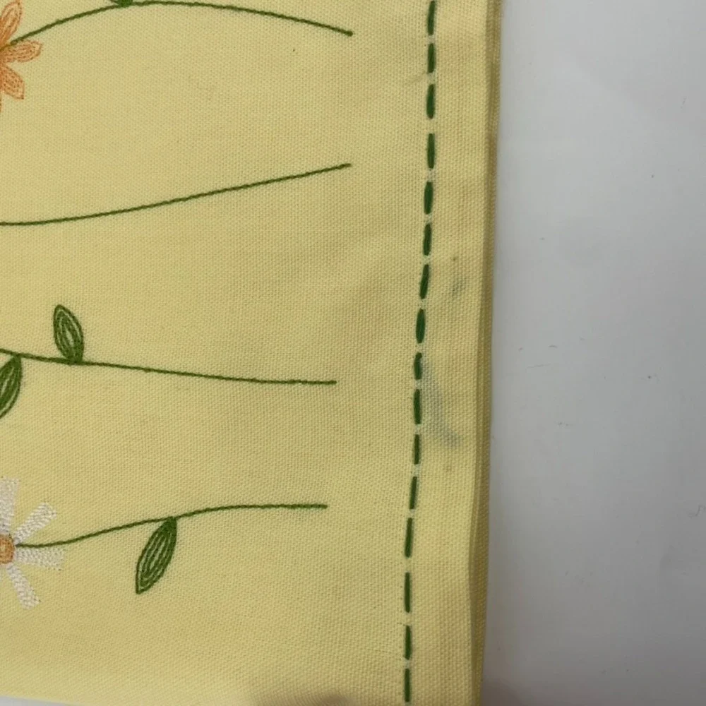 TAG‎ Napkins Cloth Fabric 6 Cotton Embroidered Flowers Yellow Spring Large 20x20